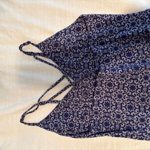 Market & Spruce Blue and White Printed Spaghetti Strap Tank